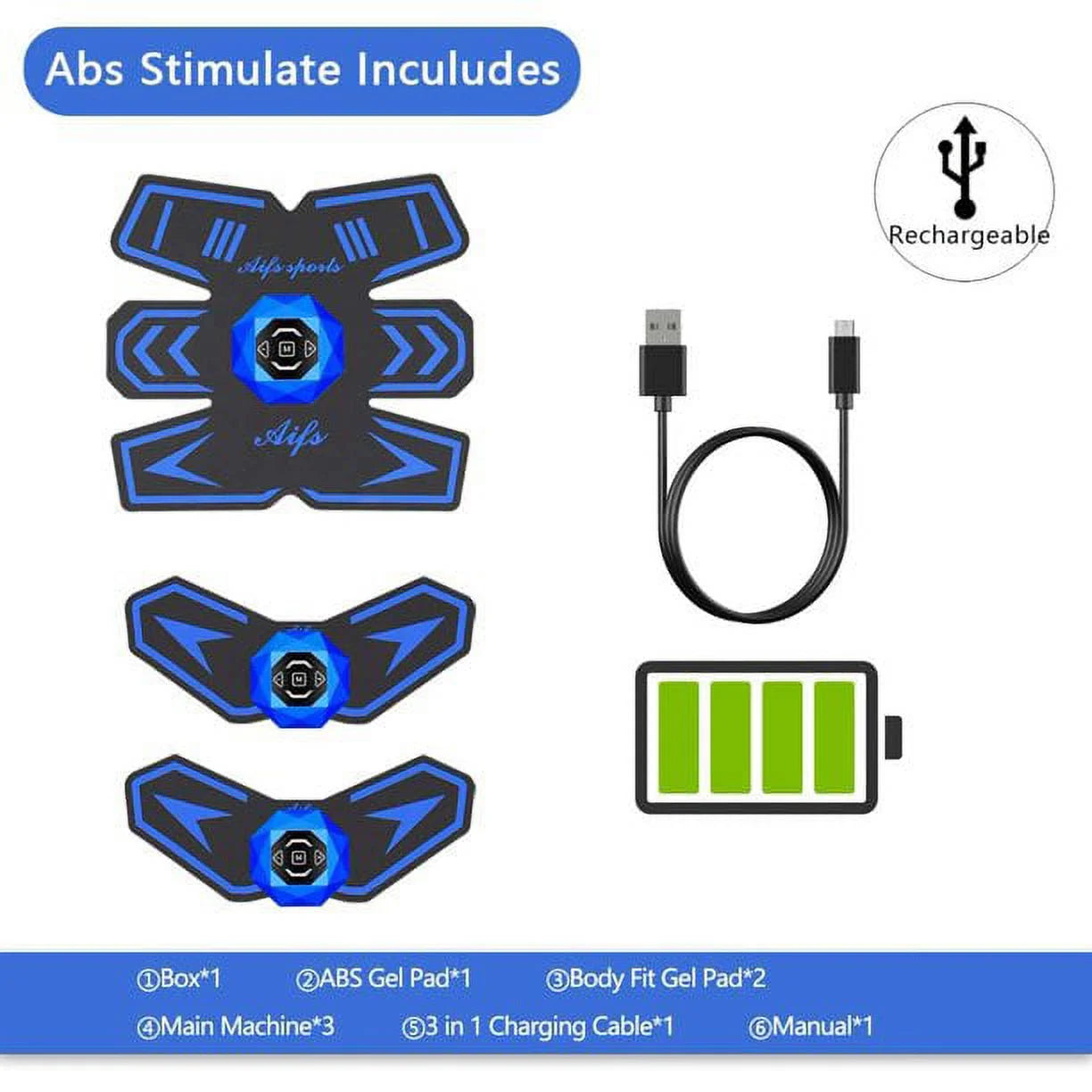 Abs Stimulator Ab Stimulator Rechargeable Ultimate Abs Stimulator for Men Women Abdominal Work Out Abs Power Fitness Abs Muscle Training Workout Equipment Portable